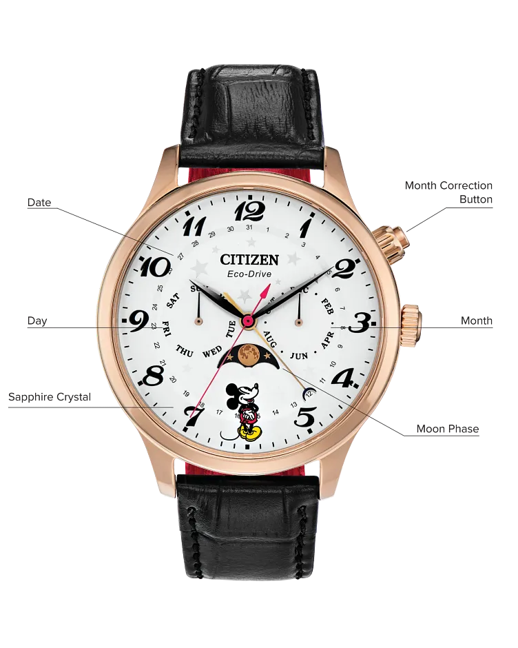 Mickey Mouse White Dial Leather Strap AP1053-15W | CITIZEN Mickey Mouse White Dial Leather Strap AP1053-15W | CITIZEN